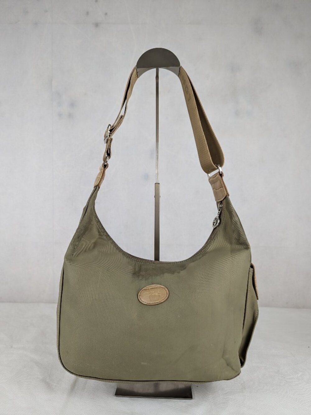 Longchamp Le Pliage Green Nylon Tote Shoulder Bag Used Authentic Foldable